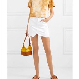 FRAME White Le Mini Distressed Denim Skirt